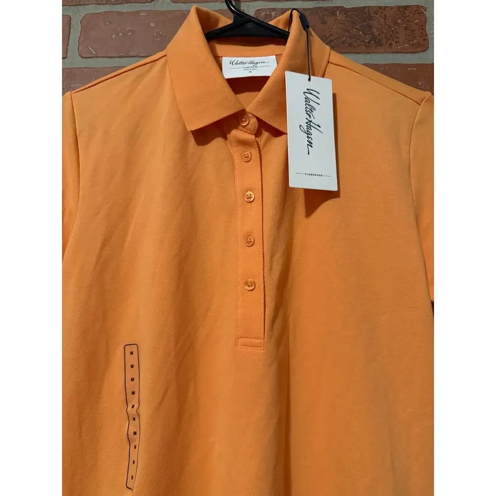 NWT/NWOT Walter Hagen Women's Clubhouse Orange Short Sleeve Classic Polo - Picture 9 of 10